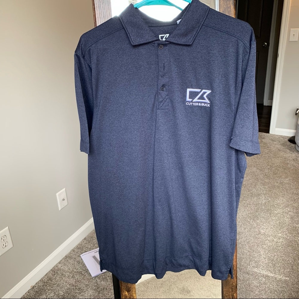 Dark gray Cutter and Buck golf polo w/ 50+ UPF